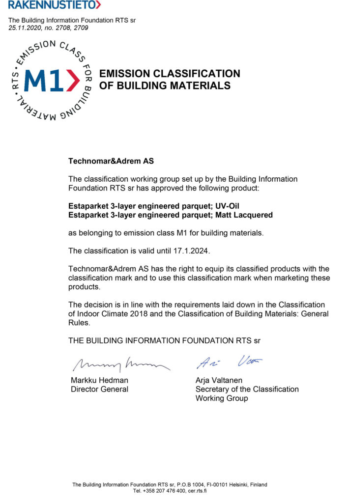 Technomar&Adrem AS 2708-2709 M1 Certificate